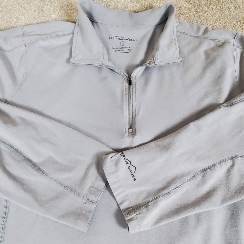 Eddie Bauer Men's 1/4 Zip Pullover Size XL Gray‎ Long Sleeve